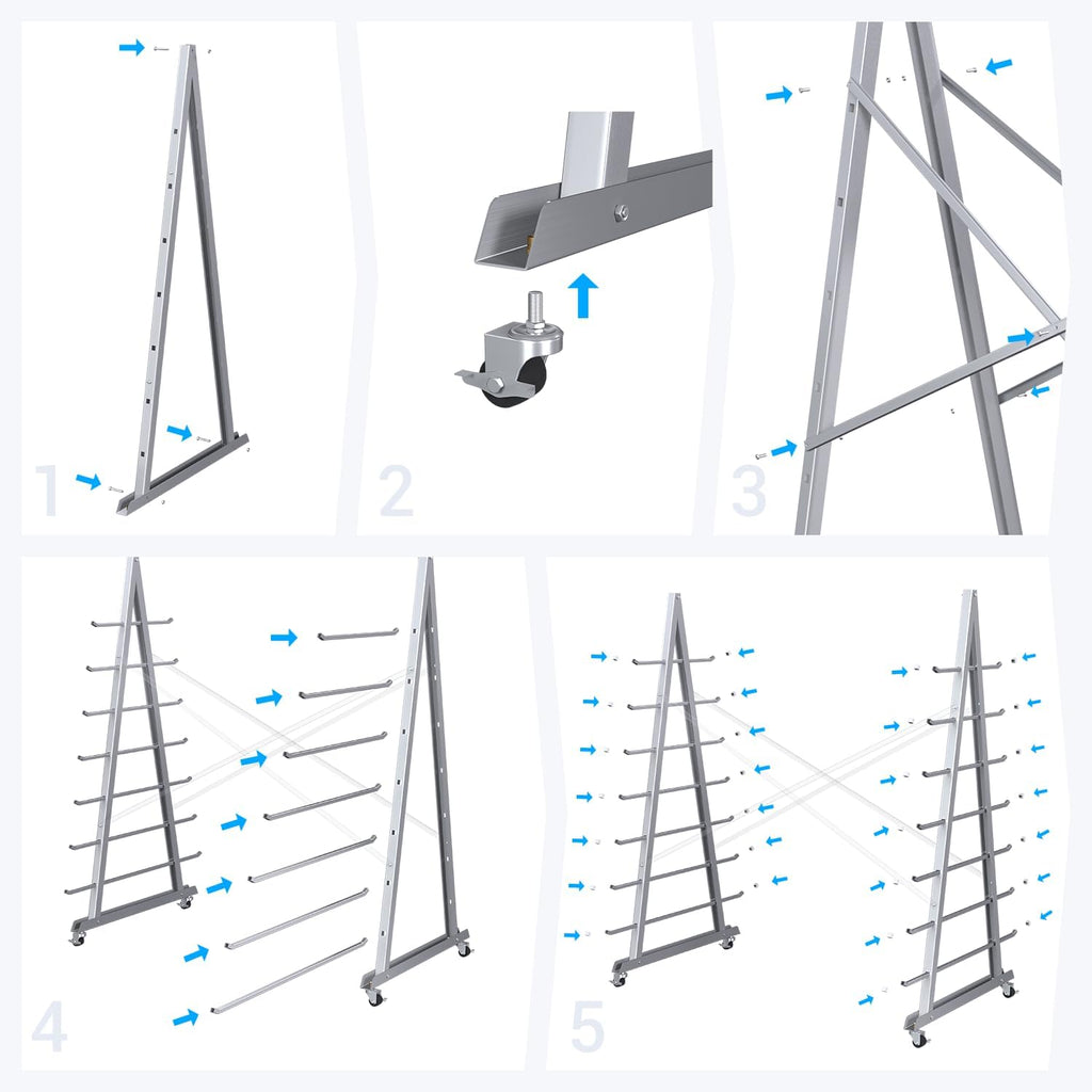 Floor Standing Lumber Horizontal Storage Rack with 7 Tiers, Heavy-Duty Metal Adjustable Arms Pallet Racking, Free Standing Bar Storage Cantilever Rack for Basement, Up to 2500 Lbs