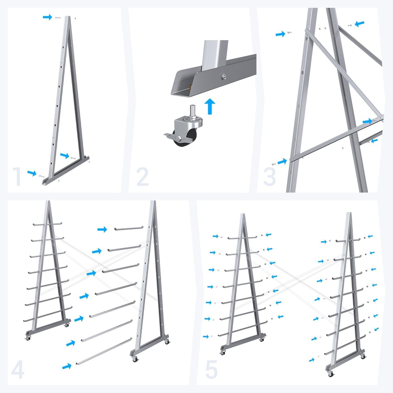 Floor Standing Lumber Horizontal Storage Rack with 7 Tiers, Heavy-Duty Metal Adjustable Arms Pallet Racking, Free Standing Bar Storage Cantilever Rack for Basement, Up to 2500 Lbs