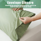 TELUS Green Pillow Cases Queen Size 2 Pack, Bamboo Rayon Cooling Pillowcases with Envelope Closure, Cool Breathable Pillow Cover for Hot Sleepers & Night Sweats, 20x30 inch