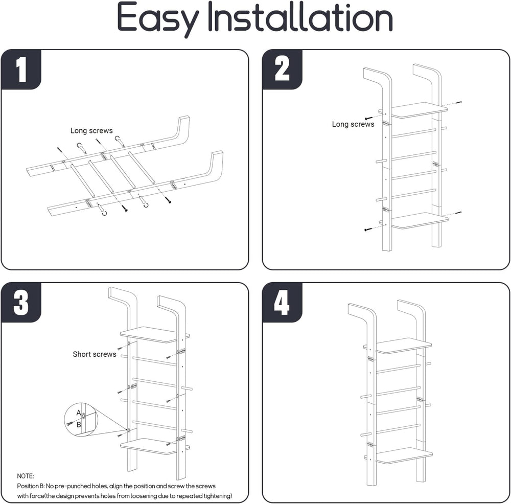 Wooden Ladder with Shelf for Room Decor, 6-Tier Decor Ladder with Non-Slip Ma...