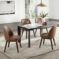 Wooden Dining Chairs Set of 4, Faux Leather Upholstered Modern Dining Room Chairs with Double-Layer Thick Seat Cushion & Ergonomic Backrest for Restaurant, Kitchen and Café, Brown, 2 Boxs