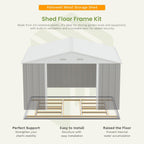 Patiowell 10 x 12 FT Metal Storage Shed for Outdoor with Floor Frame, Steel Yard Shed with Design of Lockable Doors, Utility and Tool Storage for Garden, Backyard, Patio, Outside use, Grey