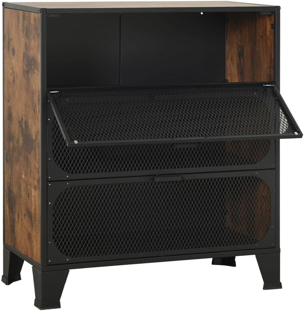 Rustic Brown Storage Cabinet 14.2 x 28.3 x 32.3 in Industrial Bathroom Organi...