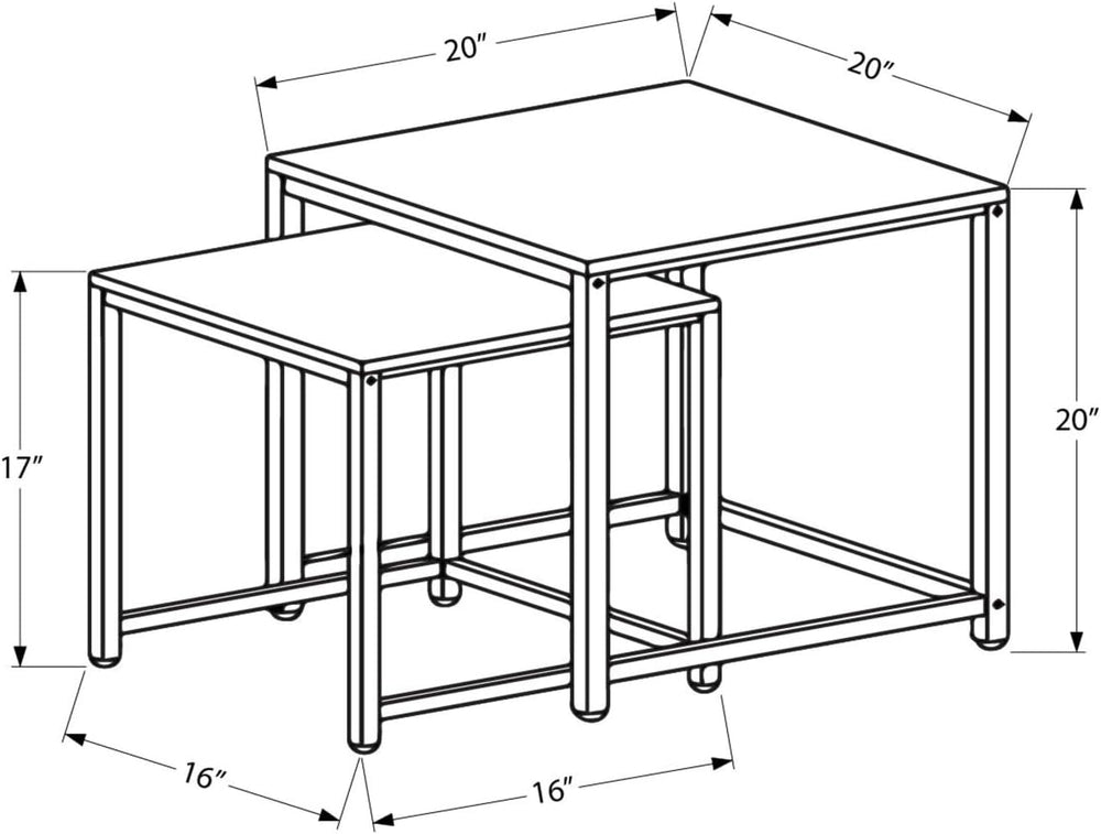 Set of 2 Nesting Tables, Metal, Brown, Transitional Style | Dual-size nesting...