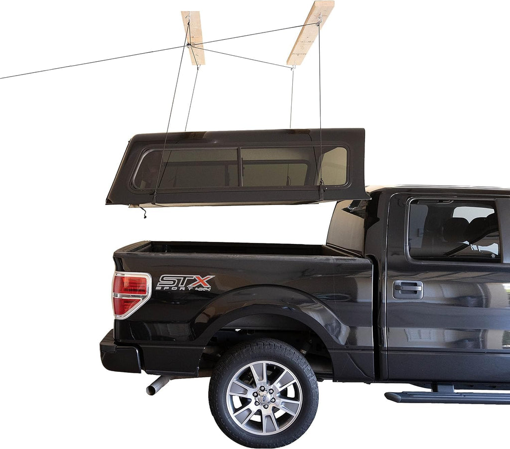 HARKEN - Truck Cap Overhead Garage Storage Hoist, Self-Leveling, Safe Anti-Drop System, Easy One-Person Operation, Smart Garage Organization - 7806