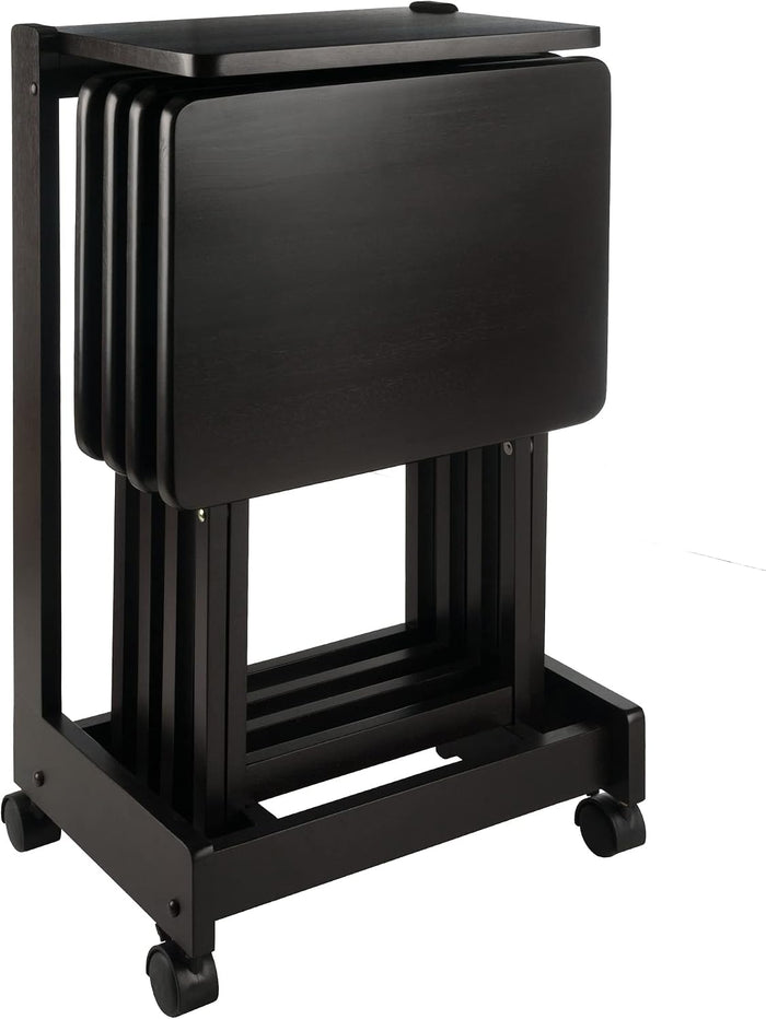 Winsome Brienda Set of 4 Snack Tables with Flip Top Stand, 32", Coffee\