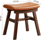 Saddle Seat Counter Stool, Stackable Kitchen Stools, Modern Dining Chair, Work Vanity Chair, Solid Wood, for Small Spaces Home Bedroom Study(Black)