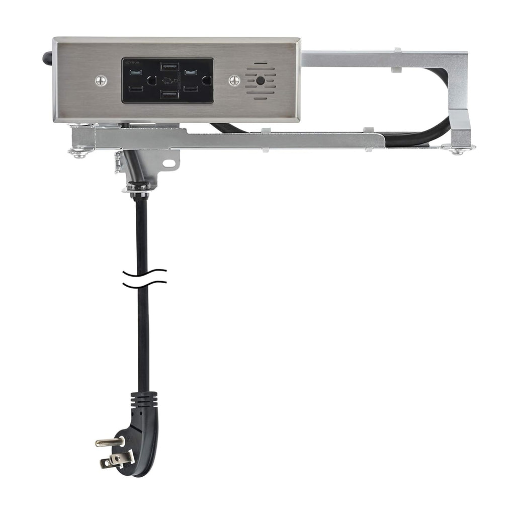 Docking Drawer Blade in-Drawer Outlet, Integrated Safety Shutoff, (2) USB-A & (2) 15 amp AC, Stainless Steel