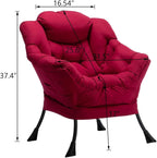 HollyHOME Modern Fabric Large Lazy Chair, Accent Oversized Comfy Reading Chair, Thick Padded Cozy Lounge Chair with Armrest, Steel Frame Leisure Sofa Chair for Living Room, Bedroom, Dorm, Burgundy