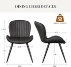 Dining Chairs Set of 6 Modern Fabric Dining Room Chairs Upholstered Dining Chairs with Thick Cushions Metal Legs Armless Back Chair for Kitchen and Living Room Ink Black