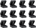Allure - Bulk Case Of 12 - Luxury Ring Boxes With LED Light, Square Shaped Elegant Diamond Ring Case, For Unique Proposal Or Wedding, Small, Black Velvet Interior Jewelry Display Gift Box.