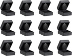 Allure - Bulk Case Of 12 - Luxury Ring Boxes With LED Light, Square Shaped Elegant Diamond Ring Case, For Unique Proposal Or Wedding, Small, Black Velvet Interior Jewelry Display Gift Box.