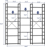 NUMENN Triple Column 6 Tier Bookshelf, Bookcase with 17 Open Display Shelves, Adjustable Rustic Industrial Style Book Shelves, Modern Bookshelves for Bedroom, Living Room and Home Office, Black