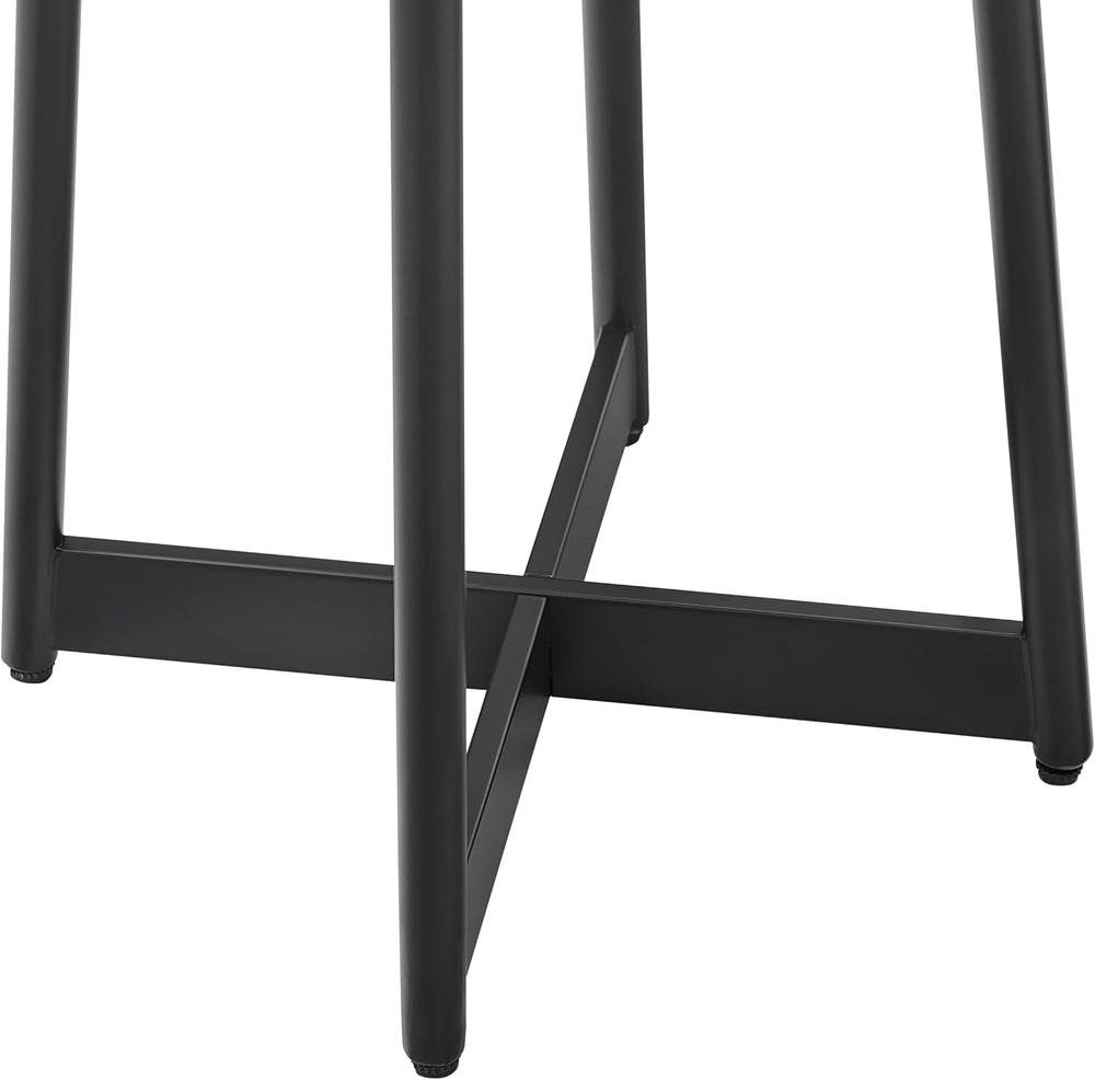 Ranlo Modern Round Accent Table with Geometric Metal Legs in Black Finish