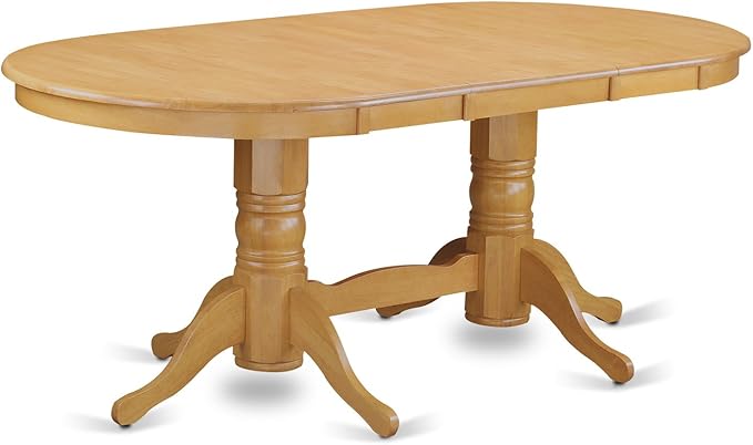 East West Furniture VANO5-OAK-C 5 Piece Dining Set Includes an Oval Dining Room Table with Butterfly Leaf and 4 Linen Fabric Upholstered Kitchen Chairs, 40x76 Inch, Oak