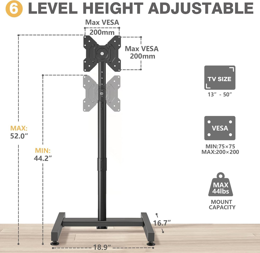 TVON TV Floor Stand for 13-50 inch LCD LED Flat/Curved Panel Screen TVs up to...