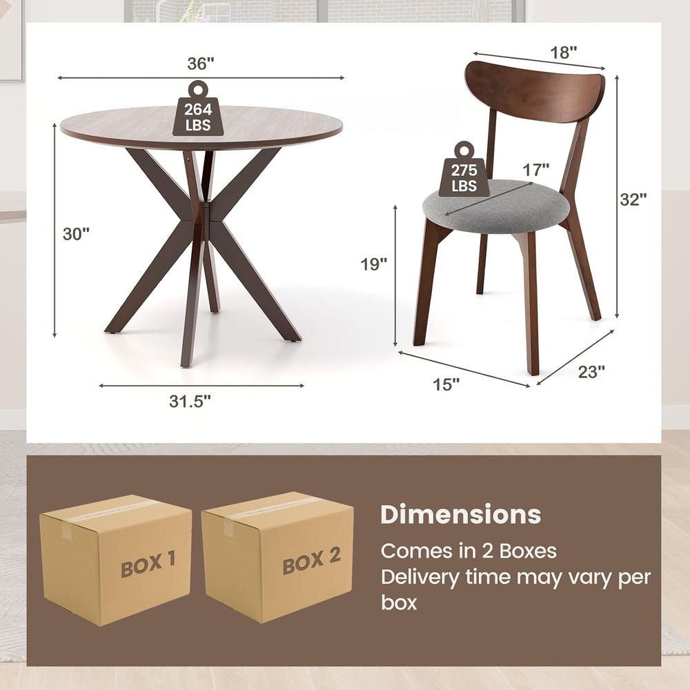 ERGOMASTER 3-Piece Dining Table Set for 2, 36" Kitchen Round Table with ...