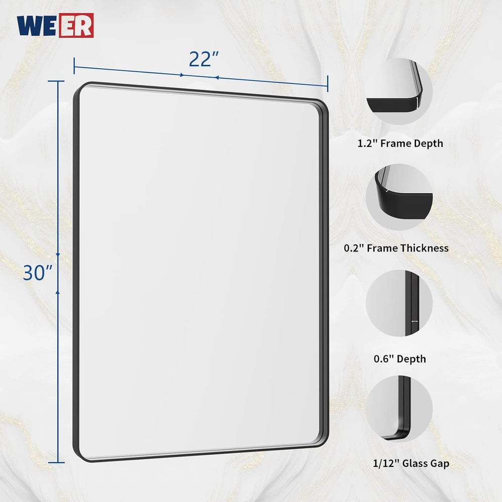WEER Bathroom Vanity Mirror Black 22X30 Inch