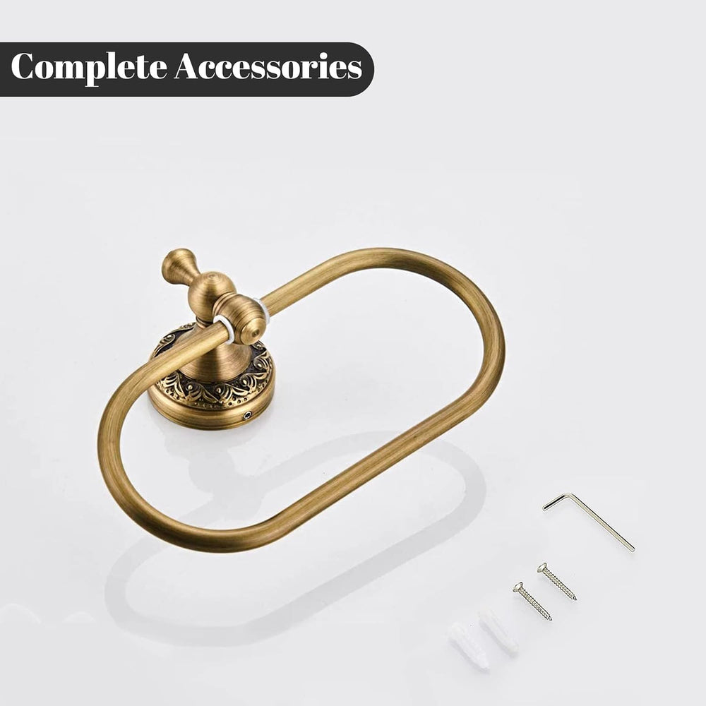 WOLIBEER Antique Brass Toilet Paper Holder, Brass Towel Ring Oval, Hand Towel...
