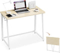 Folding Desk Small Foldable Desk for Small Space, 31.5 Inches Writing Computer Desks in Study, Home Office Foldable Office Desks for Bedroom, Oak