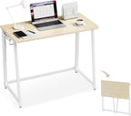 Folding Desk Small Foldable Desk for Small Space, 31.5 Inches Writing Computer Desks in Study, Home Office Foldable Office Desks for Bedroom, Oak