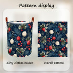 Laundry Hamper Winter Botanical Pattern Oxford Fabric Basket for Bedroom Bathroom Clothes Storage Foldable Laundry Container 15.7x19.7 Inch