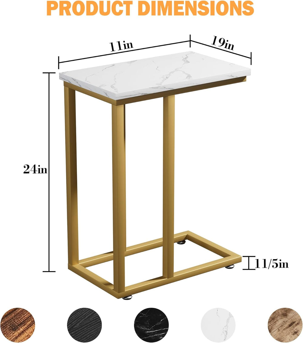 VECELO Universal C-Shaped Side Table, Multi-Functional Snack & TV Tray fo...