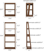 Soild Wood Ladder Book Case Organizer, 4-Tier, Modern Display Bookshelf Wood Frame,Children's Room Free Standing Organizer Storage Cabinet,for Bedroom and Office, Balcony, Walnut