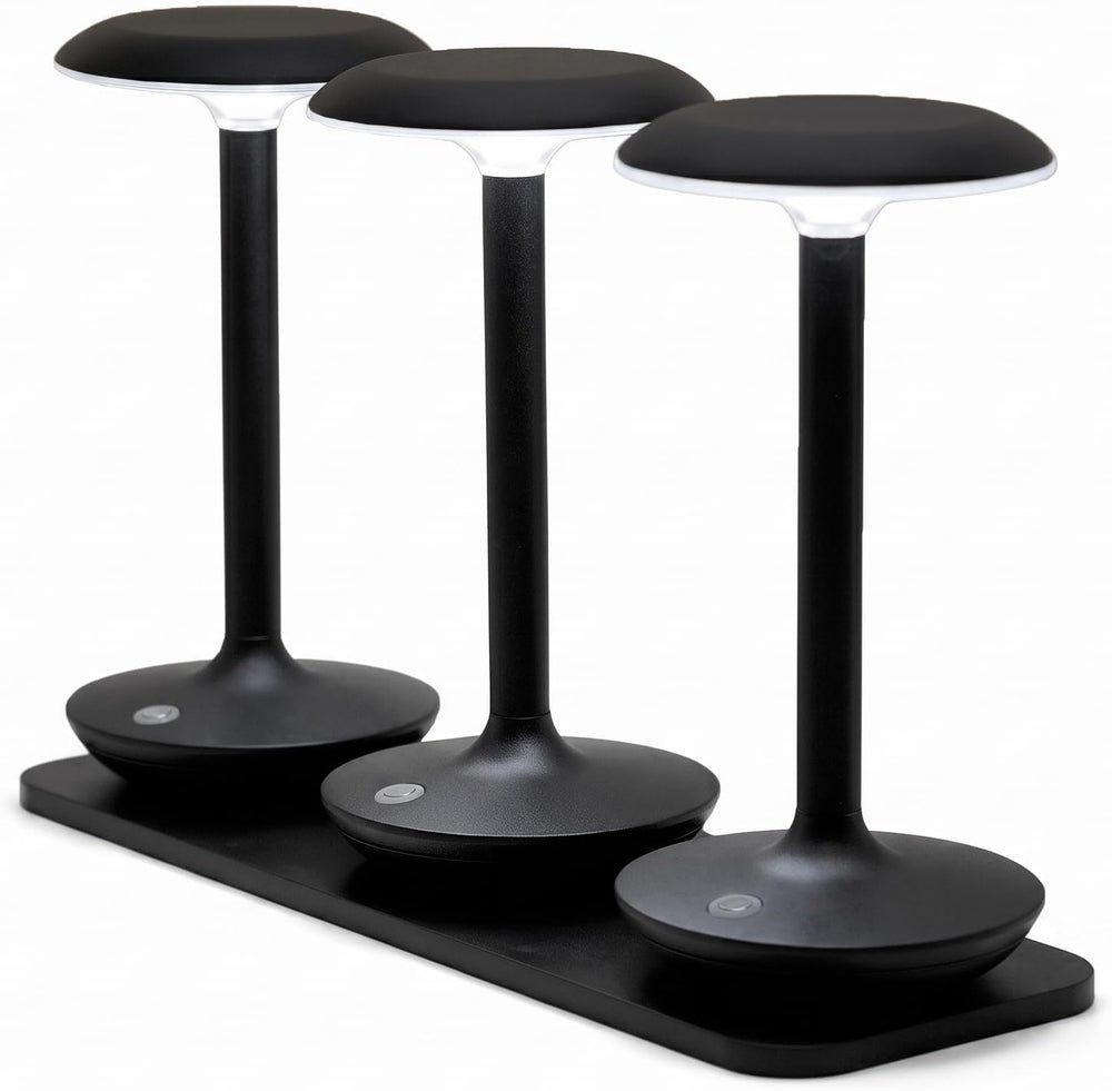 3 Pack Cordless & Waterproof Small Metal Table Lamp with All-in-One Charg...