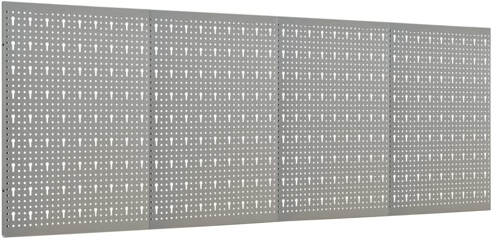 Wall-mounted Peg Boards 4-Pack, 15.7"x22.8" Steel, Versatile Tool Organization, Gray,145350,Gray