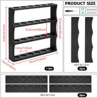 PH PandaHall Wooden Shot Glass Display Case, 4 Tier Wall-Mounted Display Shelf 24 Slots Shot Glass Holder Rack for Home Bar Kitchen Display Storage Gift, Black, 42x43x7.6cm