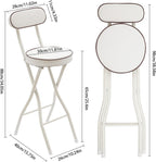 2PCS Folding Bar Stool with Backrest, Tall Foldable Stool Seat Padded Portable Stools Counter Height Foldable Stools Chairs Collapsible Stool for Adults Kitchen Island Cafe Dining Room