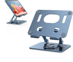Swivel Tablet Stand with 360 Rotating Base, Adjustable Holder for Drawing, Compatible with iPad Pro/Air/Mini and More (Blue)