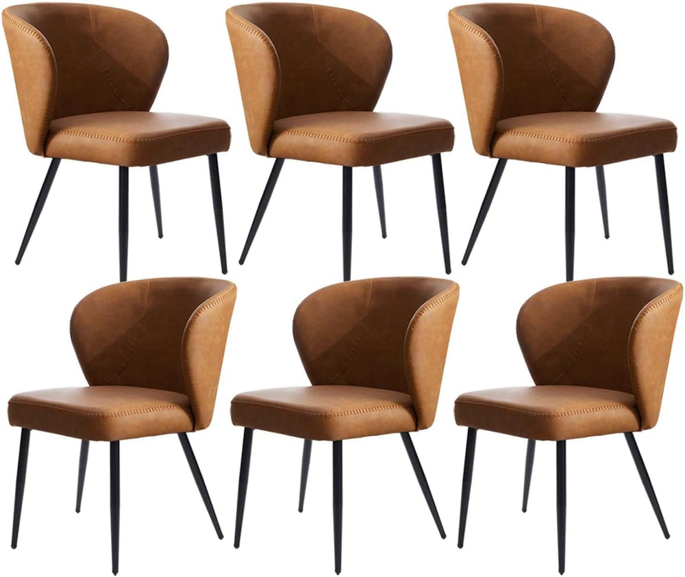 Brown Dining Chairs Set of 6, Modern Dining Chairs with Cushion Seat and Stur...