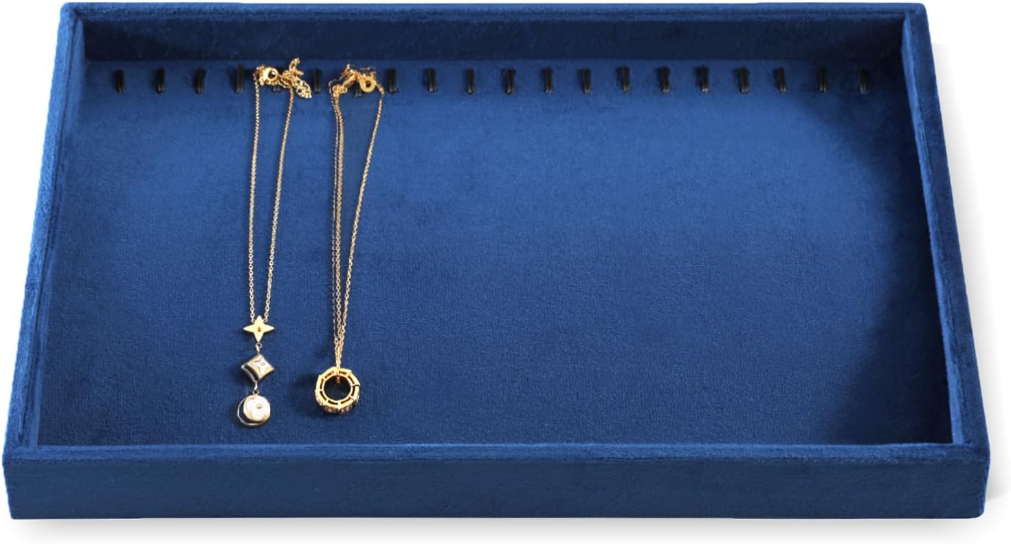 Necklace Storage Tray, Velvet Bracelet Display, Premium Jewelry Organizers,Luxury Jewelry Tray,Blue Necklace Display