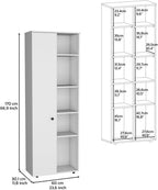67" H Kitchen Storage Cabinet with One Door, Five Interior Shelves and Five Exterior Shelves,White,for Kitchen