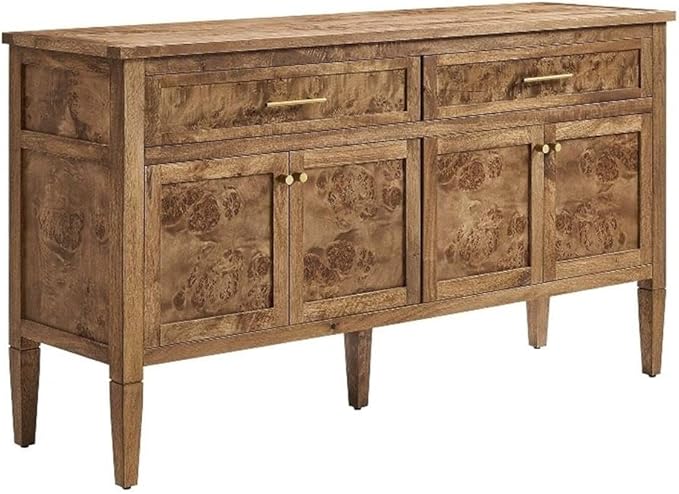 Modway Elysian 62" Wood Sideboard in Brown - Buffet Cabinet with Storage, Living Room Credenza, Media Console Cabinet, TV Stand, Entryway Table or Hallway Cabinet