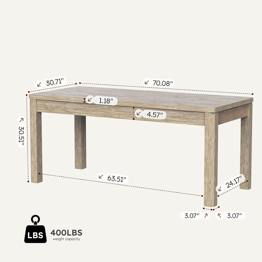 Farmhouse Dining Table for 6, Rectangle Dining Table, Kitchen Table Oak | Lar...