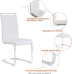 AZmac Modern Leather Dining Chairs Set of 2,Armless Kitchen Chairs,Dining Room Chairs with Upholstered Padded Seat and Sturdy Silver Chrome Legs for Dining Room,Kitchen (Set of 2, White)