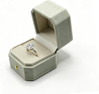 Velvet Ring Box - Octagon Engagement Ring Box with Hinged Lid for Proposal Engagement Wedding, Proposal Ring Case Jewelry Box with Gold Lace PRB001-Sage Green