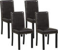 Giantex Dining Chairs Set of 4, Faux Leather Upholstered Parsons Kitchen Chairs with Solid Rubber & Bent Wood Legs, Thick Padded Seat, Armless Side Chairs for Living Dining Room Restaurant, Brown