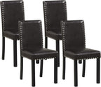 Giantex Dining Chairs Set of 4, Faux Leather Upholstered Parsons Kitchen Chairs with Solid Rubber & Bent Wood Legs, Thick Padded Seat, Armless Side Chairs for Living Dining Room Restaurant, Brown