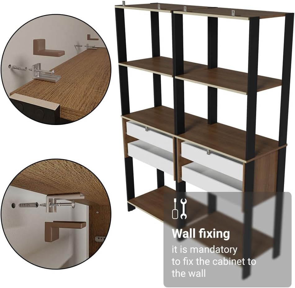 Madesa Kitchen Pantry Storage Rack with 4 Drawers and 6 Open Shelves 55"...