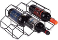 KirinRen Black Metal Wine Rack Freestanding, Tabletop Wine Rack Holder, Countertop Wine Bottle Holder (Black)