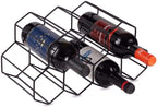 KirinRen Black Metal Wine Rack Freestanding, Tabletop Wine Rack Holder, Countertop Wine Bottle Holder (Black)