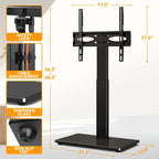 TAVR Swivel Floor TV Stand Base for 32-75 Inch TVs up to 110 lbs | Tall TV Stand for Bedroom with Height Adjustment and Tempered Glass Base for Media Storage, Max VESA 400x400mm, Black