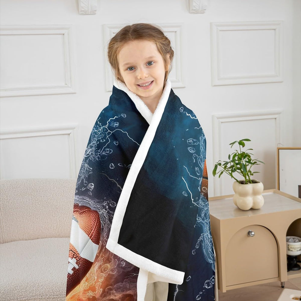 Erosebridal Sports Ball Sherpa Throw Blanket 40"x50"
