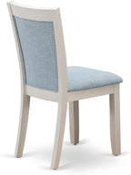 East West Furniture V027MZ015-9 9 Piece Kitchen Table & Chairs Set Includes a Rectangle Dining Room Table with V-Legs and 8 Baby Blue Linen Fabric Parsons Chairs, 40x72 Inch, Multi-Color