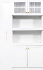 70.87"Expandable Kitchen Pantry Cabinet with 7-Tier Pull-Out Shelves & 2-Pack Organizers – Multi-Purpose Farmhouse Storage with Smooth-Glide Slides,Pantry Organizers for Kitchen,Dining Room (White)