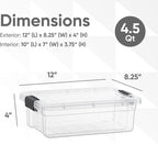 Superio Clear Storage Boxes with Lids, 4.5 Quart Plastic Container Bins for Organizing, Stackable Crates, BPA Free, Non Toxic, Odor Free, Organizers for Home, Office and Dorm, 8 Pack
